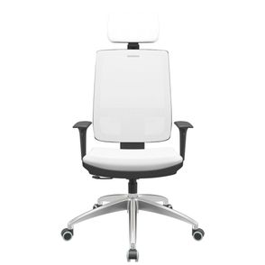Cadeira Office Brizza Tela Branca Com Encosto Assento Aero Branco RelaxPlax Base Aluminio 126cm - 63603