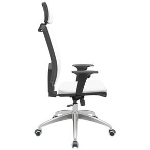 Cadeira Office Brizza Tela Branca Com Encosto Assento Aero Branco RelaxPlax Base Aluminio 126cm - 63603