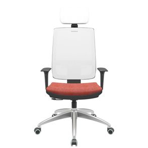 Cadeira Office Brizza Tela Branca Com Encosto Assento Concept Rose RelaxPlax Base Aluminio 126cm - 63604