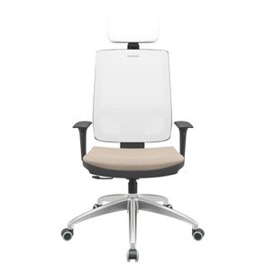 Cadeira Office Brizza Tela Branca Com Encosto Assento Poliester Fendi RelaxPlax Base Aluminio 126cm - 63606