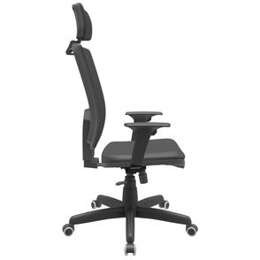 Cadeira Office Brizza Tela Preta Com Encosto Assento Vinil Preto RelaxPlax Base Standard 126cm - 63612