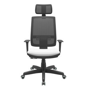 Cadeira Office Brizza Tela Preta Com Encosto Assento Aero Branco RelaxPlax Base Standard 126cm - 63616