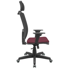 Cadeira Office Brizza Tela Preta Com Encosto Assento Poliester Vinho RelaxPlax Base Standard 126cm - 63620