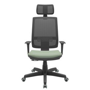 Cadeira Office Brizza Tela Preta Com Encosto Assento Vinil Verde RelaxPlax Base Standard 126cm - 63623