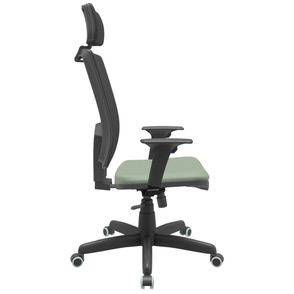 Cadeira Office Brizza Tela Preta Com Encosto Assento Vinil Verde RelaxPlax Base Standard 126cm - 63623
