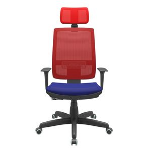 Cadeira Office Brizza Tela Vermelha Com Encosto Assento Aero Azul RelaxPlax Base Standard 126cm - 63630