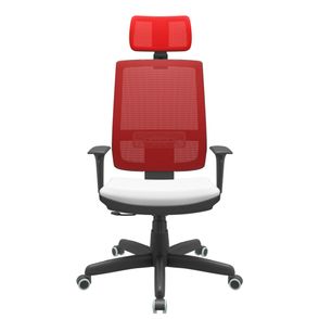 Cadeira Office Brizza Tela Vermelha Com Encosto Assento Aero Branco RelaxPlax Base Standard 126cm - 63632