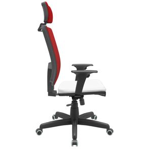 Cadeira Office Brizza Tela Vermelha Com Encosto Assento Aero Branco RelaxPlax Base Standard 126cm - 63632