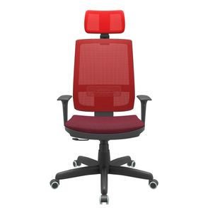 Cadeira Office Brizza Tela Vermelha Com Encosto Assento Poliester Vinho RelaxPlax Base Standard 126cm - 63634