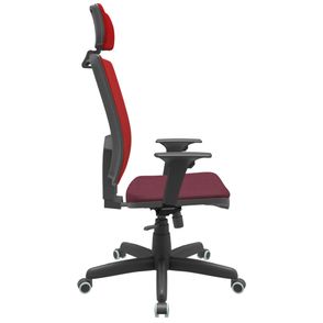 Cadeira Office Brizza Tela Vermelha Com Encosto Assento Poliester Vinho RelaxPlax Base Standard 126cm - 63634