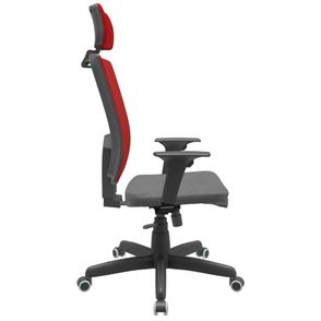 Cadeira Office Brizza Tela Vermelha Com Encosto Assento Poliester Cinza RelaxPlax Base Standard 126cm - 63636