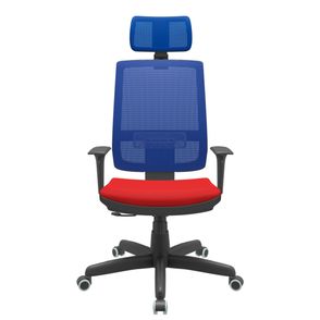 Cadeira Office Brizza Tela Azul Com Encosto Assento Aero Vermelho RelaxPlax Base Standard 126cm - 63648