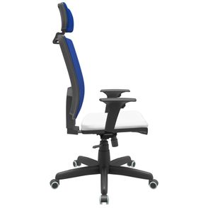 Cadeira Office Brizza Tela Azul Com Encosto Assento Aero Branco RelaxPlax Base Standard 126cm - 63649