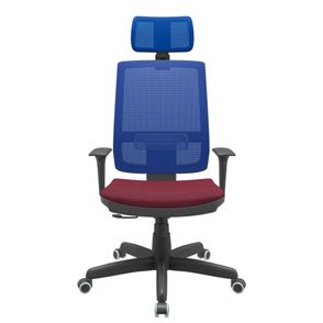 Cadeira Office Brizza Tela Azul Com Encosto Assento Poliester Vinho RelaxPlax Base Standard 126cm - 63651