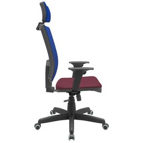 Cadeira Office Brizza Tela Azul Com Encosto Assento Poliester Vinho RelaxPlax Base Standard 126cm - 63651
