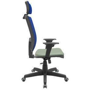 Cadeira Office Brizza Tela Azul Com Encosto Assento Vinil Verde RelaxPlax Base Standard 126cm - 63654