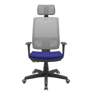 Cadeira Office Brizza Tela Cinza Com Encosto Assento Aero Azul RelaxPlax Base Standard 126cm - 63662