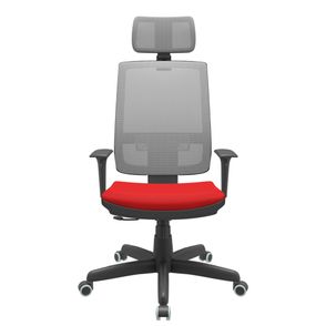Cadeira Office Brizza Tela Cinza Com Encosto Assento Aero Vermelho RelaxPlax Base Standard 126cm - 63663