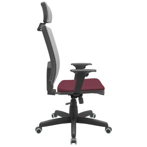 Cadeira Office Brizza Tela Cinza Com Encosto Assento Poliester Vinho RelaxPlax Base Standard 126cm - 63666
