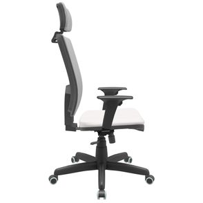 Cadeira Office Brizza Tela Cinza Com Encosto Assento Vinil Branco RelaxPlax Base Standard 126cm - 63672