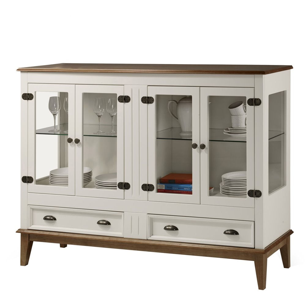 Cristaleira-Agatha-4-Portas-e-2-Gavetas-cor-Off-White-com-Amendoa-149-cm---63540