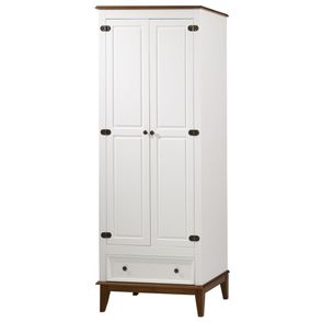 Armario Malibu 2 Portas e 1 Gaveta cor Branco com Amendoa 204 cm - 62386