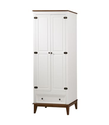 Armario Malibu 2 Portas e 1 Gaveta cor Branco com Amendoa 204 cm - 62386