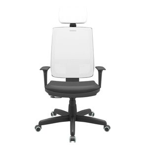 Cadeira Office Brizza Tela Branco Com Encosto Assento Vinil Preto RelaxPlax Base Standard 126cm - 63676
