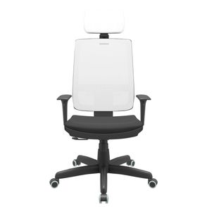 Cadeira Office Brizza Tela Branca Com Encosto Assento Aero Preto RelaxPlax Base Standard 126cm - 63677