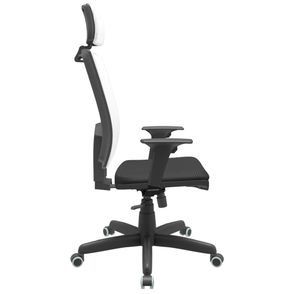 Cadeira Office Brizza Tela Branca Com Encosto Assento Aero Preto RelaxPlax Base Standard 126cm - 63677