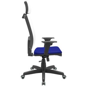 Cadeira Office Brizza Tela Branca Com Encosto Assento Aero Azul RelaxPlax Base Standard 126cm - 63678
