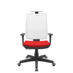 Cadeira Office Brizza Tela Branca Com Encosto Assento Aero Vermelho RelaxPlax Base Standard 126cm - 63679
