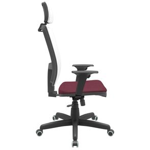 Cadeira Office Brizza Tela Branca Com Encosto Assento Poliester Vinho RelaxPlax Base Standard 126cm - 63683