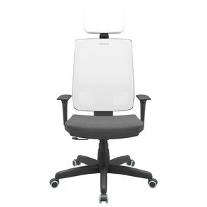 Cadeira Office Brizza Tela Branca Com Encosto Assento Poliester Cinza RelaxPlax Base Standard 126cm - 63685