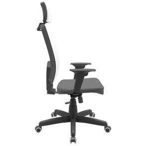 Cadeira Office Brizza Tela Branca Com Encosto Assento Poliester Cinza RelaxPlax Base Standard 126cm - 63685