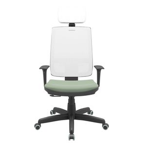 Cadeira Office Brizza Tela Branca Com Encosto Assento Vinil Verde RelaxPlax Base Standard 126cm - 63686