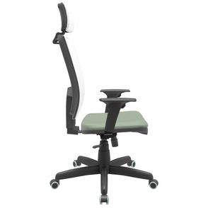 Cadeira Office Brizza Tela Branca Com Encosto Assento Vinil Verde RelaxPlax Base Standard 126cm - 63686