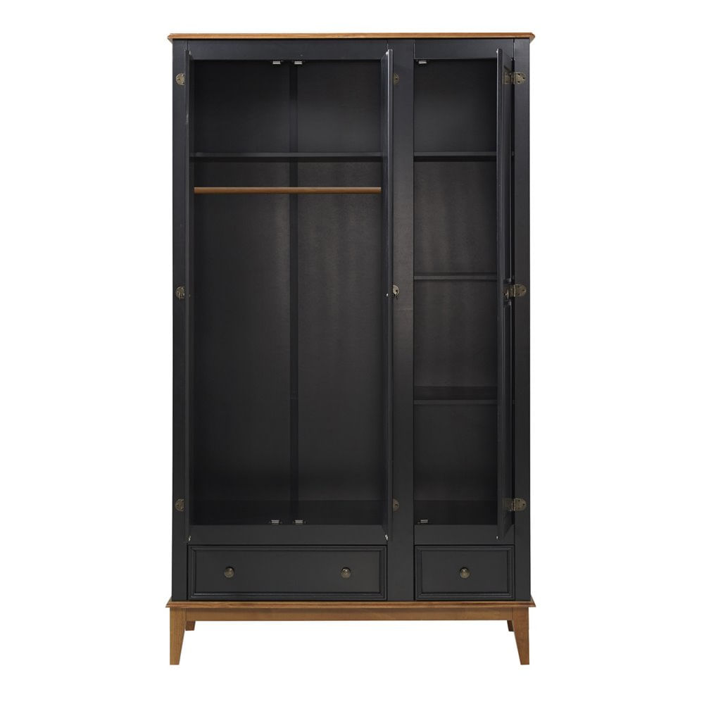 Armario-Malibu-3-Portas-e-2-Gavetas-cor-Preto-com-Amendoa-204-cm---63569