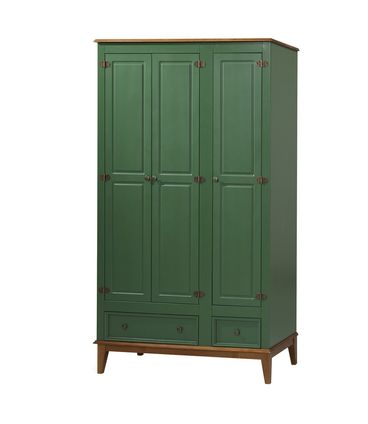 Armario Malibu 3 Portas e 2 Gavetas cor Verde com Amendoa 204 cm - 63588