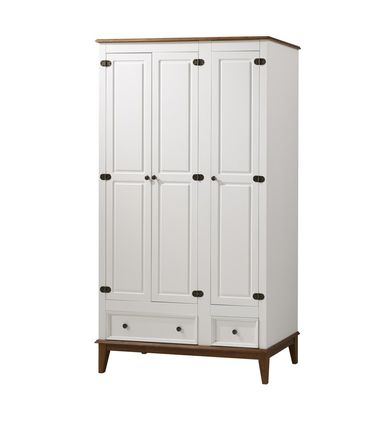 Armario Malibu 3 Portas e 2 Gavetas cor Branco com Amendoa 204 cm - 63590
