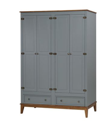 Armario Malibu 4 Portas e 2 Gavetas cor Cinza com Amendoa 204 cm - 63657