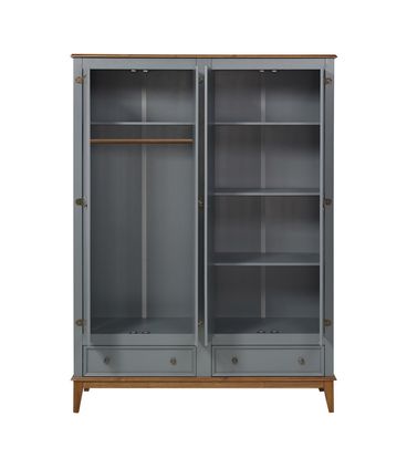 Armario Malibu 4 Portas e 2 Gavetas cor Cinza com Amendoa 204 cm - 63657