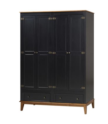 Armario Malibu 4 Portas e 2 Gavetas cor Preto com Amendoa 204 cm - 62384