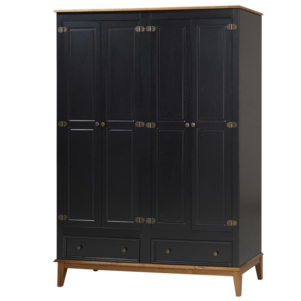 Armario-Malibu-4-Portas-e-2-Gavetas-cor-Preto-com-Amendoa-204-cm---62384