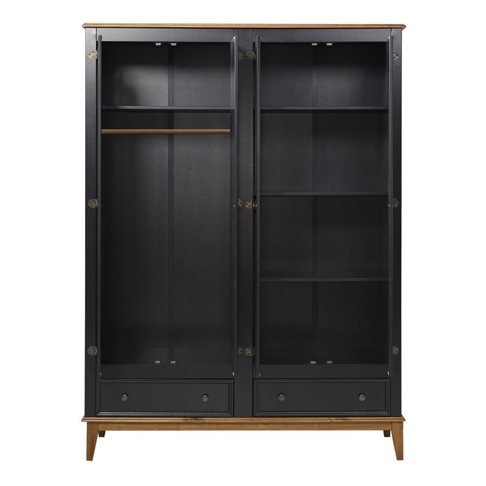 Armario-Malibu-4-Portas-e-2-Gavetas-cor-Preto-com-Amendoa-204-cm---62384