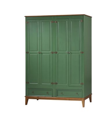 Armario Malibu 4 Portas e 2 Gavetas cor Verde com Amendoa 204 cm - 63658