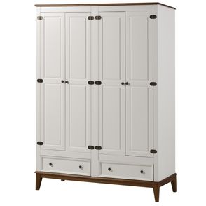 Armario Malibu 4 Portas e 2 Gavetas cor Branco com Amendoa 204 cm - 63668