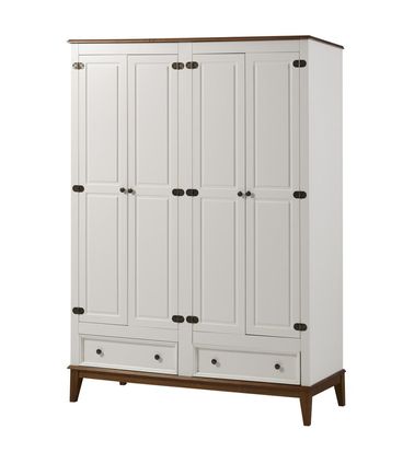 Armario Malibu 4 Portas e 2 Gavetas cor Branco com Amendoa 204 cm - 63668