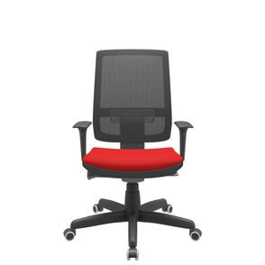 Cadeira Office Brizza Tela Preta Assento Aero Vermelho Autocompensador Base Standard 120cm - 63693