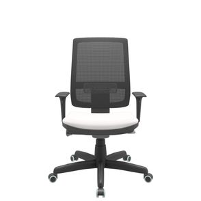 Cadeira Office Brizza Tela Preta Assento Vinil Branco Autocompensador Base Standard 120cm - 63695